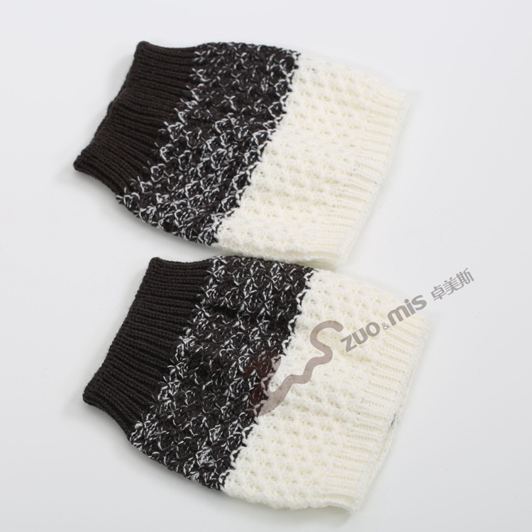 Hit Color Wool Knitted Boot Covers Leg Cover Boot Cuff Warm Spell Color Mixing Tuck Socks